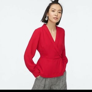 J. Crew Festive Holiday Red Blouse 365 Crepe